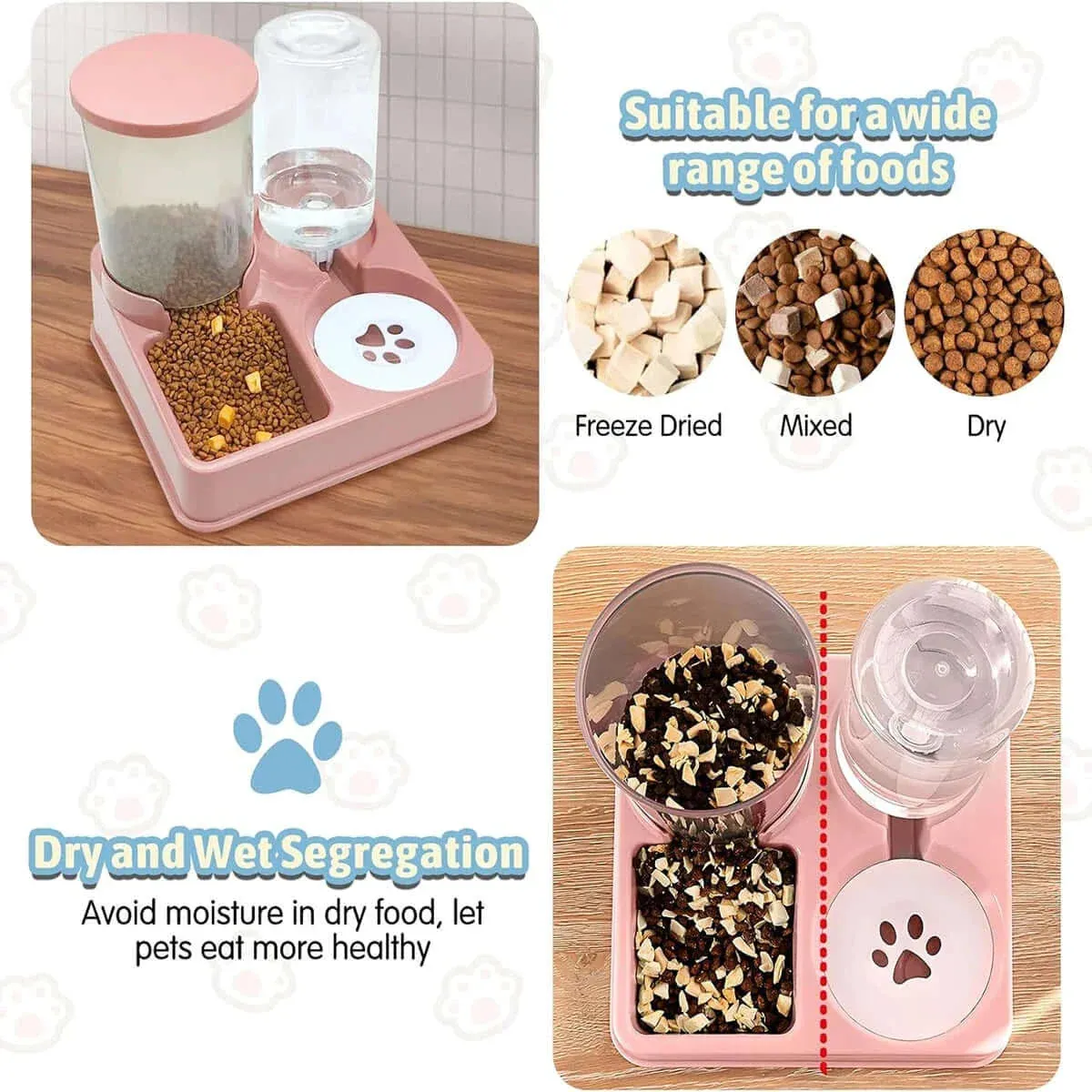 2-in-1 Automatic Cat Feeder & Water Dispenser with Tilted Design
