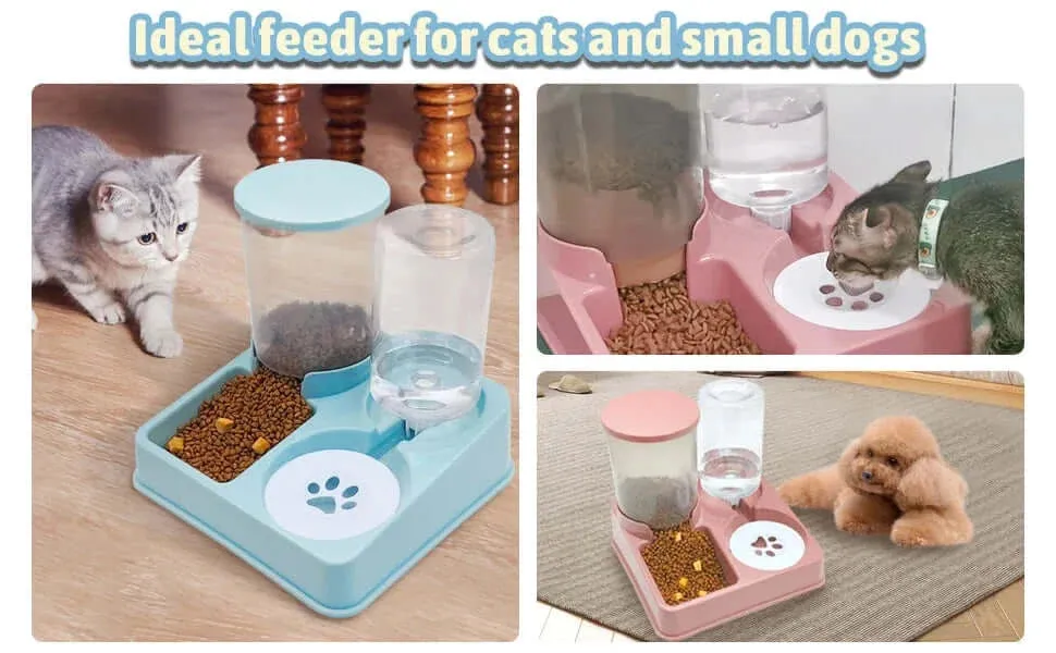 2-in-1 Automatic Cat Feeder & Water Dispenser with Tilted Design