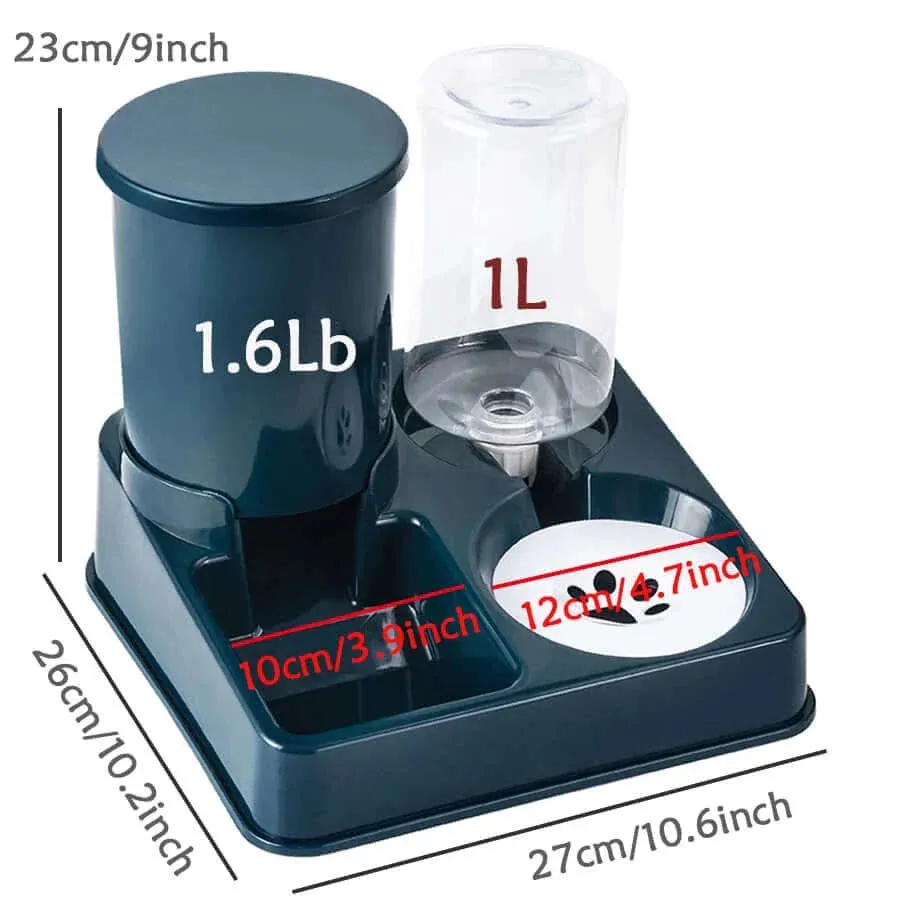 2-in-1 Automatic Cat Feeder & Water Dispenser with Tilted Design