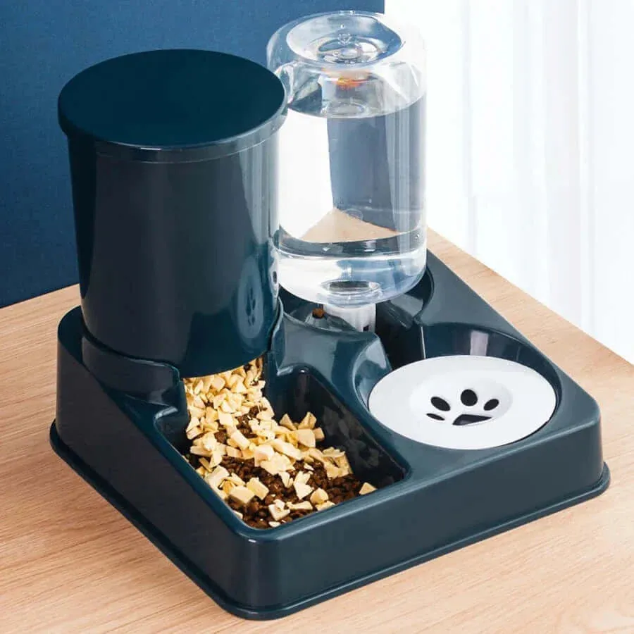 2-in-1 Automatic Cat Feeder & Water Dispenser with Tilted Design