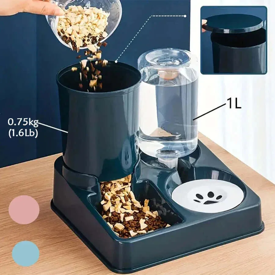 2-in-1 Automatic Cat Feeder & Water Dispenser with Tilted Design