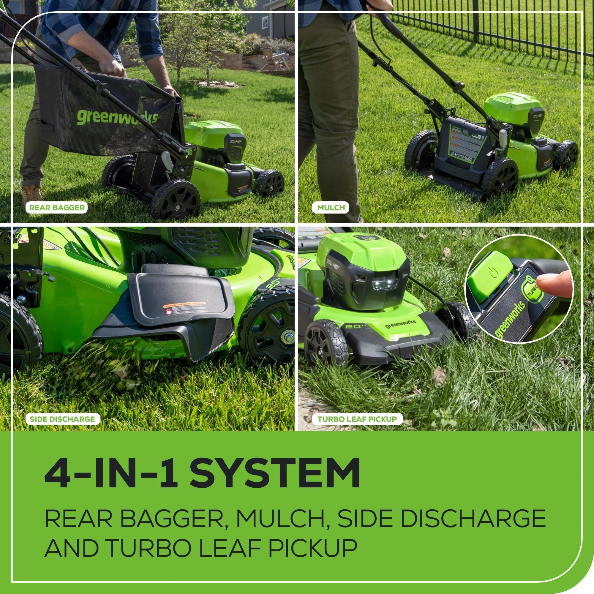 48V (2x24V) 20" Cordless Battery Push Mower 5PC Combo Kit w/ (2) 4.0Ah Batteries & Dual Port Chargers