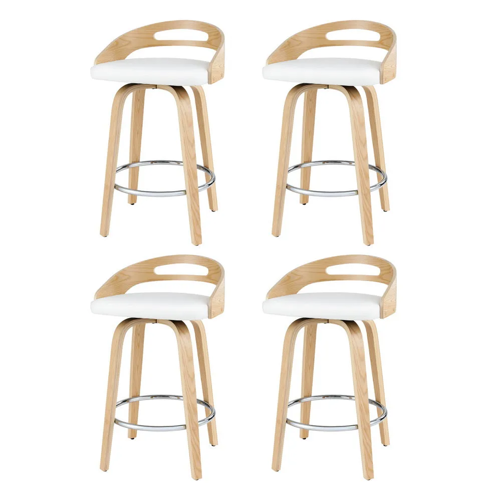 4x Bar Stools | Swivel Dining Chairs | Low Back | PU Cushion | Counter Seat