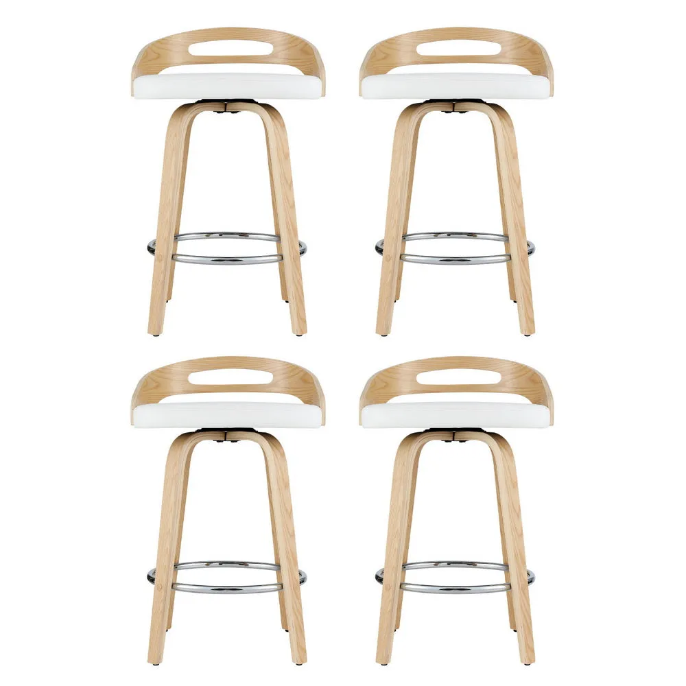 4x Bar Stools | Swivel Dining Chairs | Low Back | PU Cushion | Counter Seat