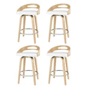 4x Bar Stools | Swivel Dining Chairs | Low Back | PU Cushion | Counter Seat