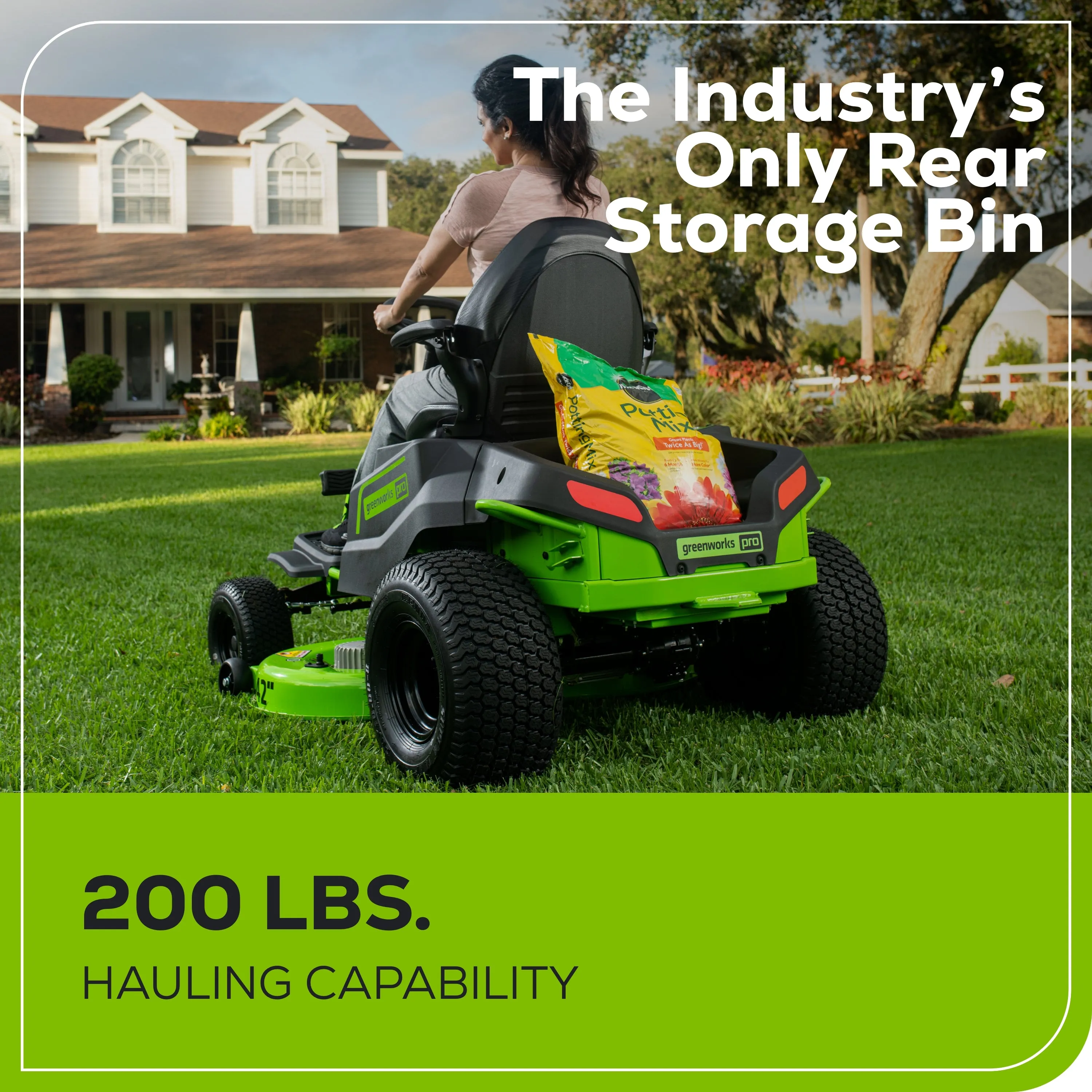 60V 42" Cordless Battery CrossoverT Riding Lawn Mower   Bagger w/ Six (6) 8.0Ah Batteries and Three (3) Dual Port Turbo Chargers