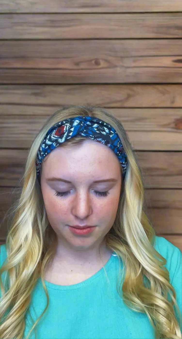 Blue Tribal Aztec Headband