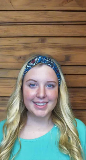 Blue Tribal Aztec Headband