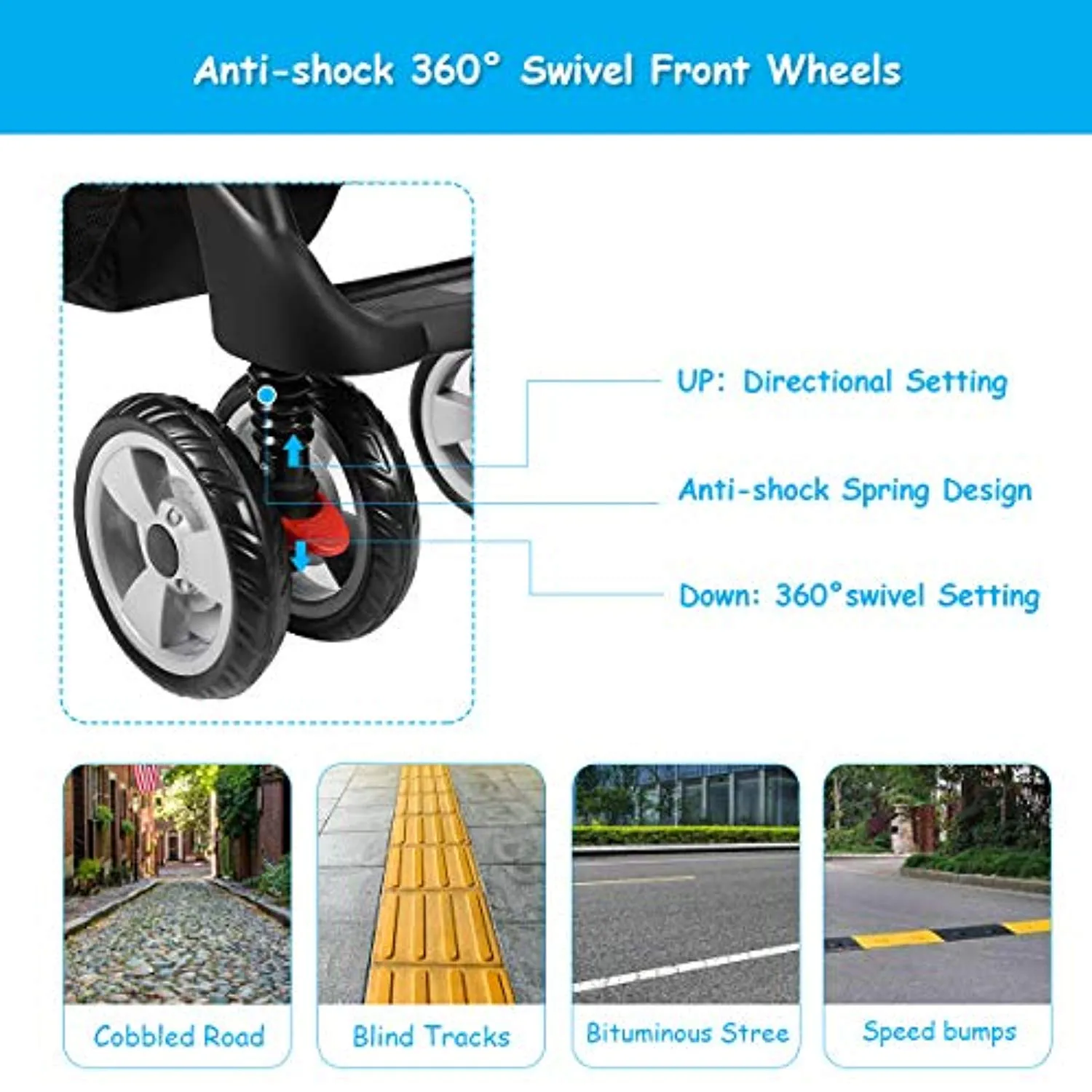 Double Stroller, Twin Tandem Baby Stroller with Adjustable Backrest