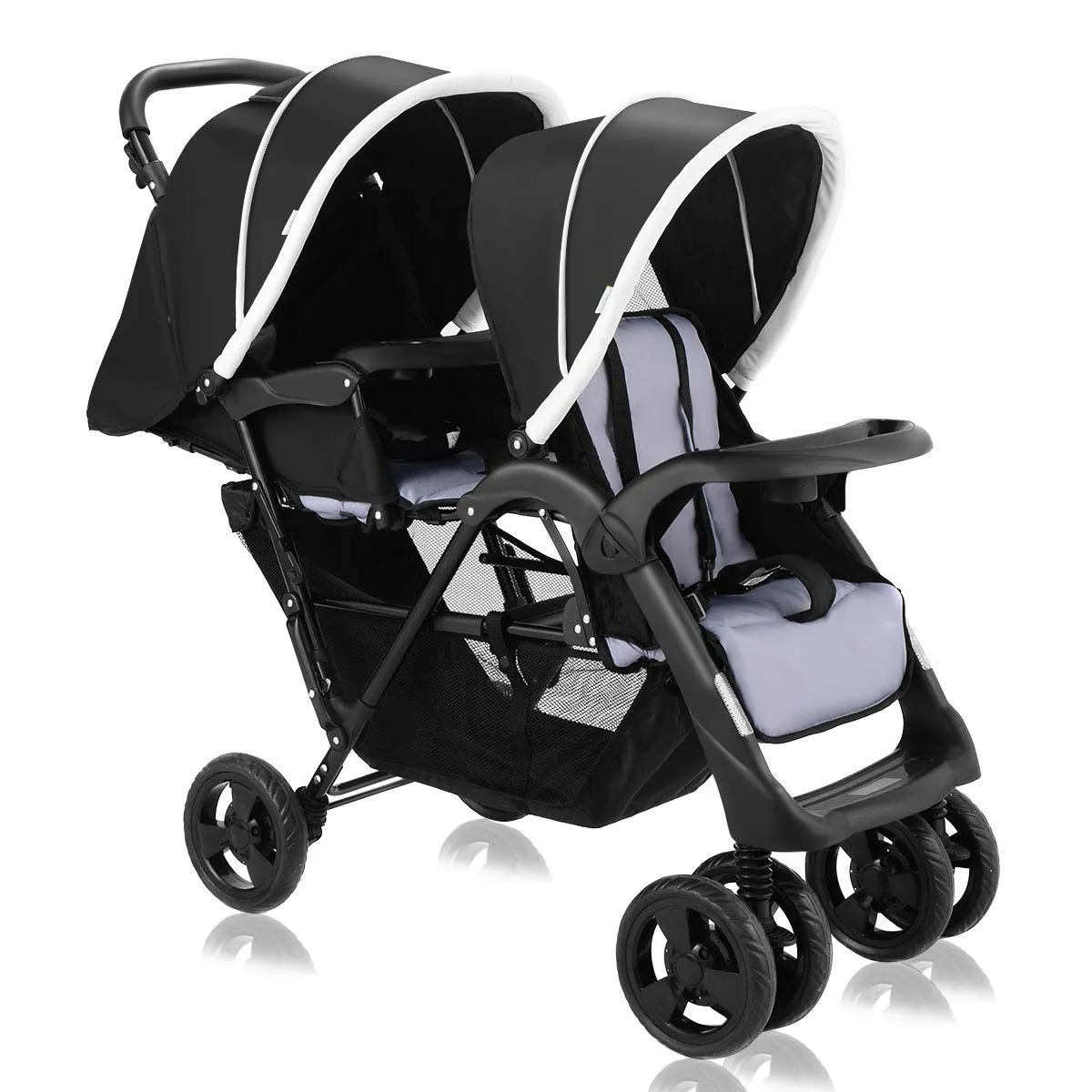 Double Stroller, Twin Tandem Baby Stroller with Adjustable Backrest