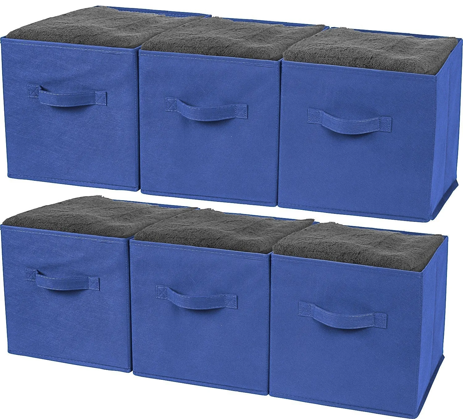 Foldable Storage Cubes, 6 Pcs (Royal Blue) Closet Organizer Storage Basket/Box