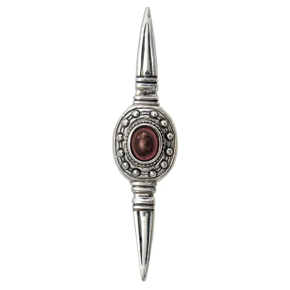 Greek Traditional Brooch in Sterling silver with a carnelian (K-11)