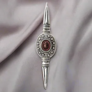 Greek Traditional Brooch in Sterling silver with a carnelian (K-11)