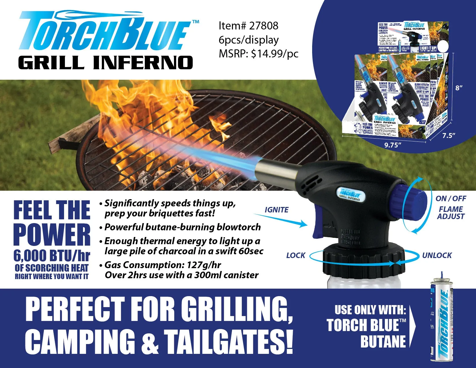 Grill Inferno Torch Head - 6 Pieces Per Retail Ready Display 27808