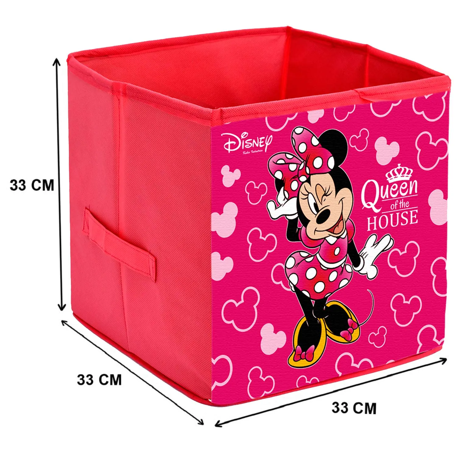 Heart Home Disney Minnie Print Non Woven Fabric Foldable Cubes Storage Box with Handle, Extra Large (Pink)-HHEART16159