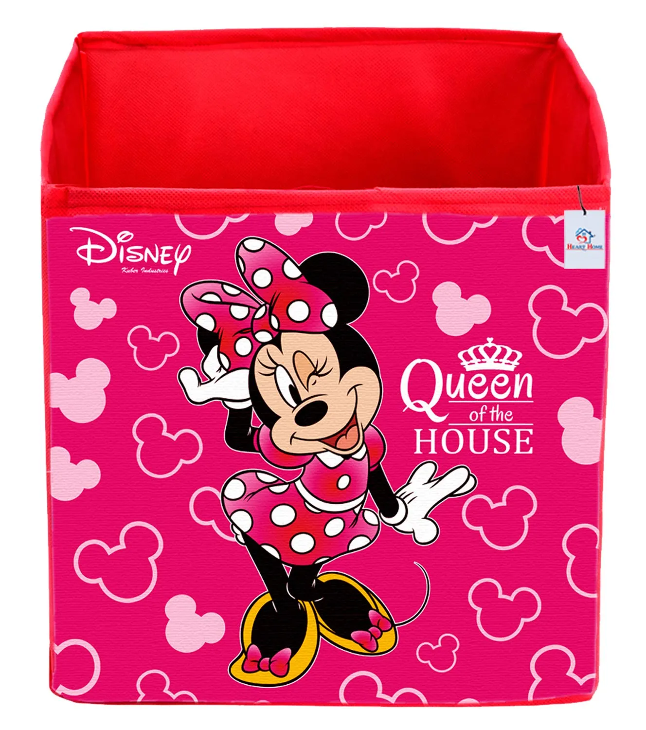 Heart Home Disney Minnie Print Non Woven Fabric Foldable Cubes Storage Box with Handle, Extra Large (Pink)-HHEART16159