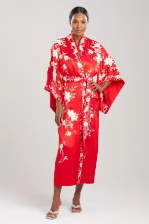 Key Essentials Embroidered Kimono Tassel Silk Robe