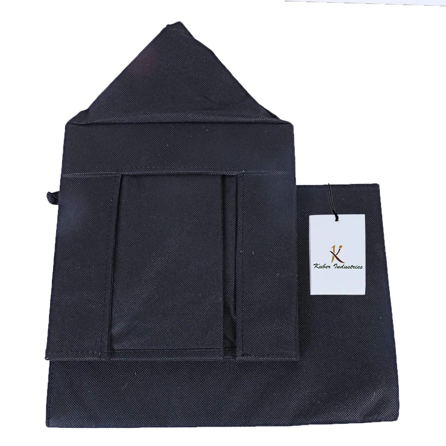 Kuber Industries Non Woven 2 Piece Shirt Stacker Wardrobe Organizer and 1 Piece Small Foldable Storage Organiser Cubes/Boxes (Black) -CTKTC038339