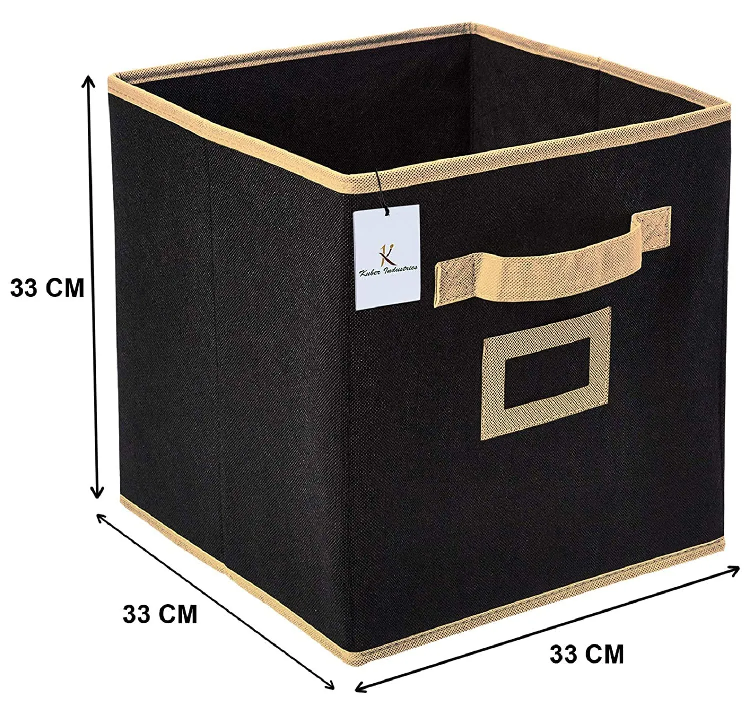 Kuber Industries Non Woven 2 Pieces Large Foldable Storage Organiser Cubes/Boxes (Black) - CTKTC035216