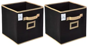 Kuber Industries Non Woven 2 Pieces Large Foldable Storage Organiser Cubes/Boxes (Black) - CTKTC035216