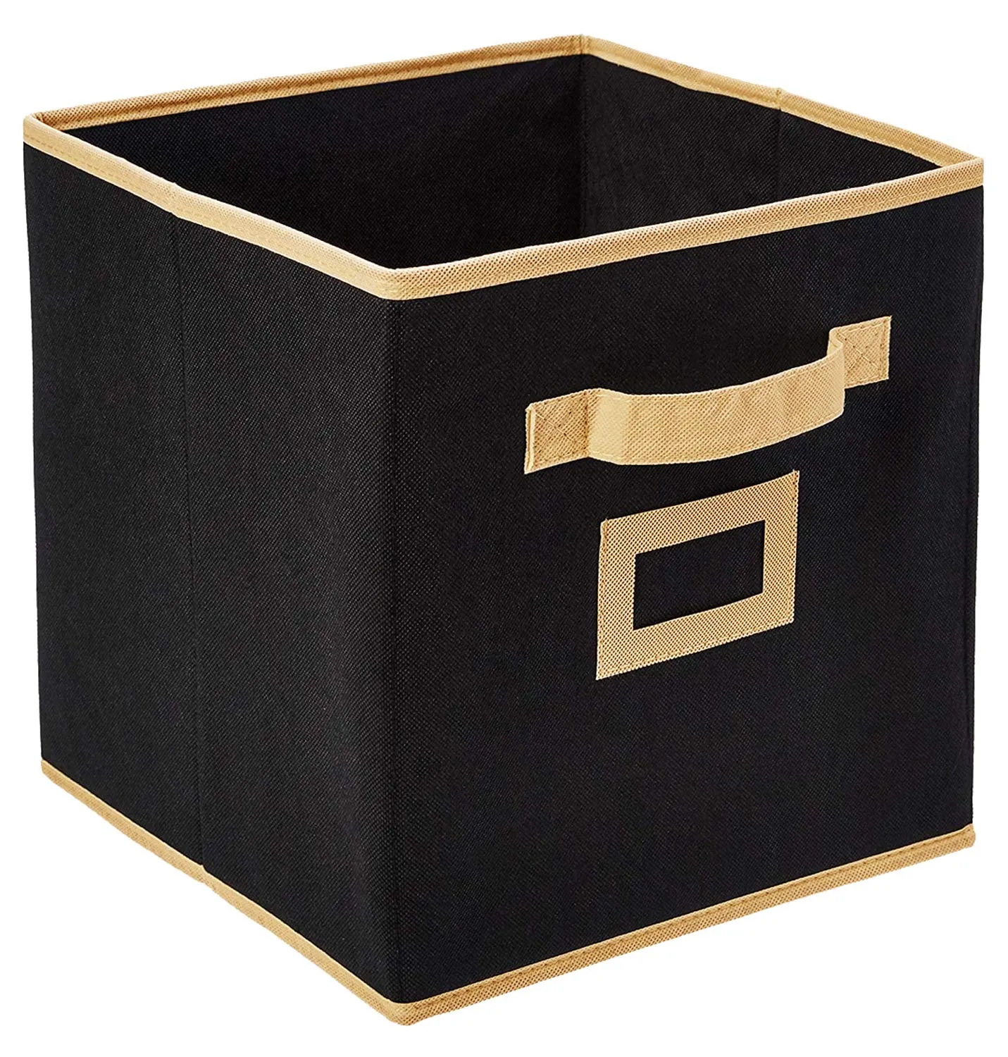 Kuber Industries Non Woven 2 Pieces Large Foldable Storage Organiser Cubes/Boxes (Black) - CTKTC035216