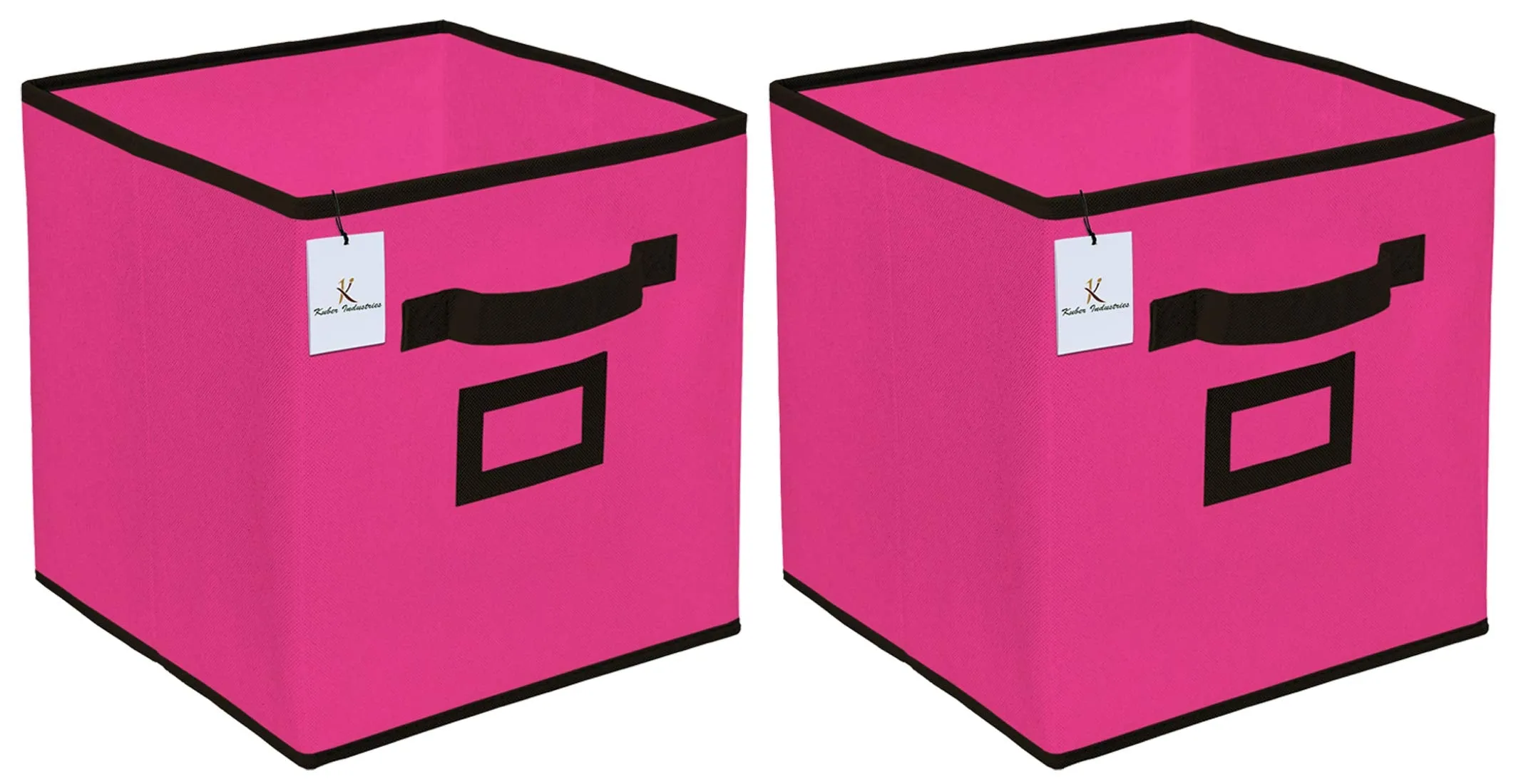 Kuber Industries Non Woven 2 Pieces Large Foldable Storage Organiser Cubes/Boxes (Pink) - CTKTC035237