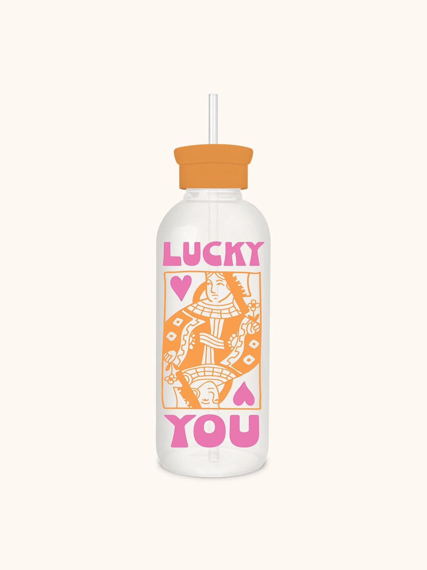 Lucky You Glass Water Bottle with Straw