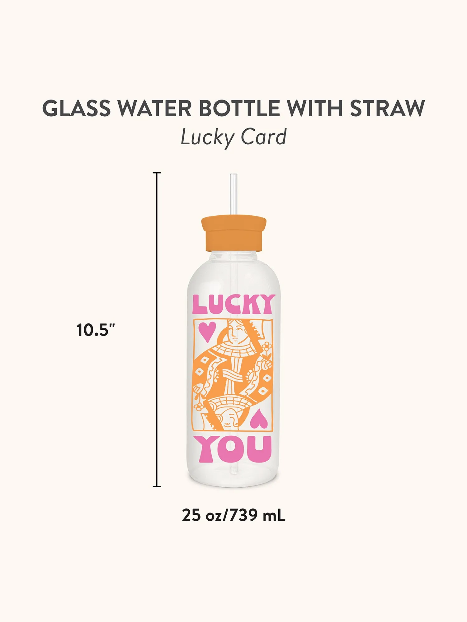 Lucky You Glass Water Bottle with Straw