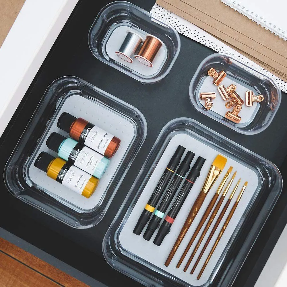 Madesmart Medium Slim Grip Base Drawer Organiser Clear