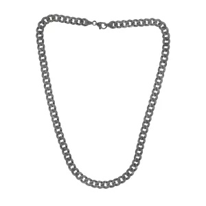 Men's Oxidised Silver Curb Link Neck Chain