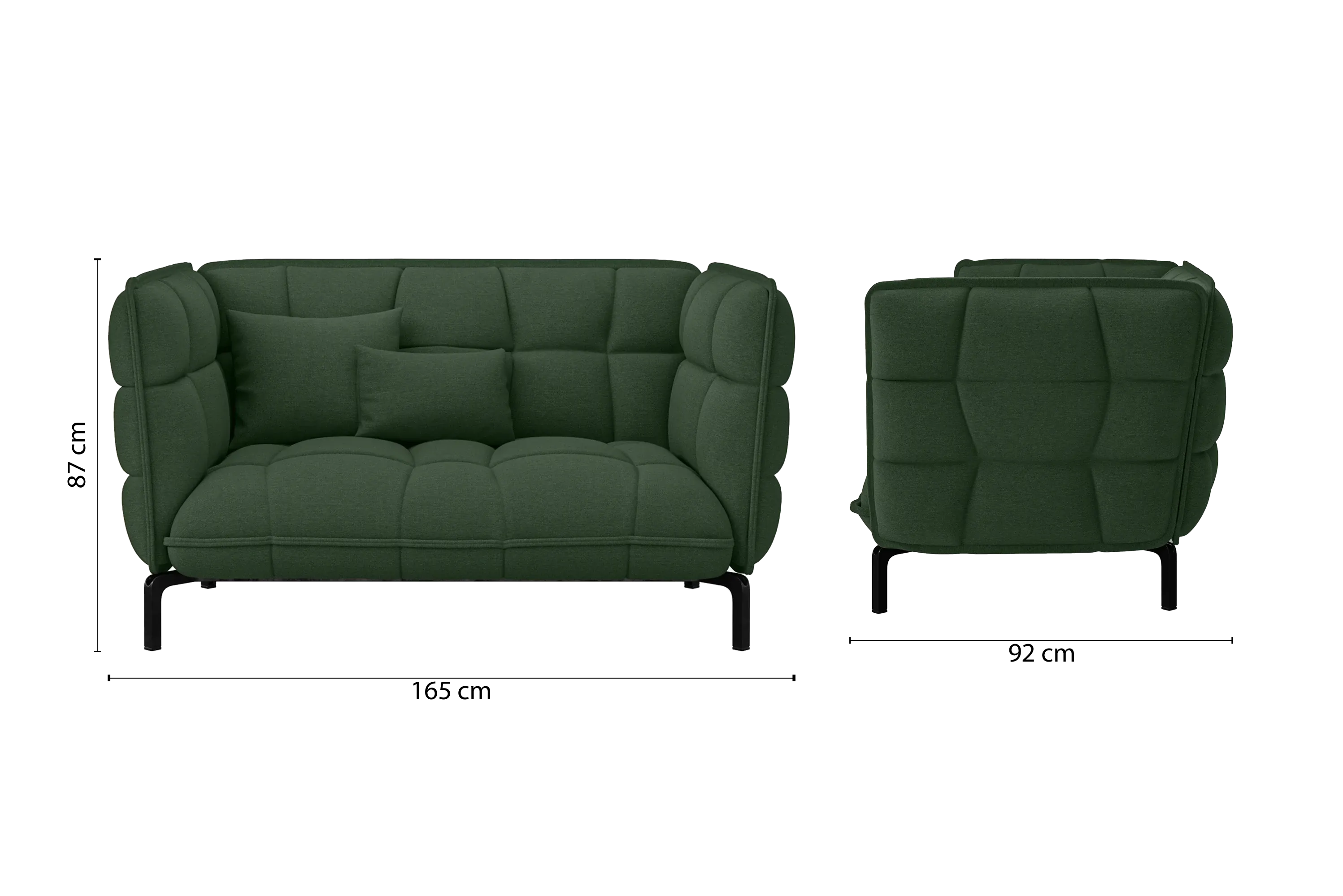 Modica 2 Seater Sofa Forest Green Linen Fabric