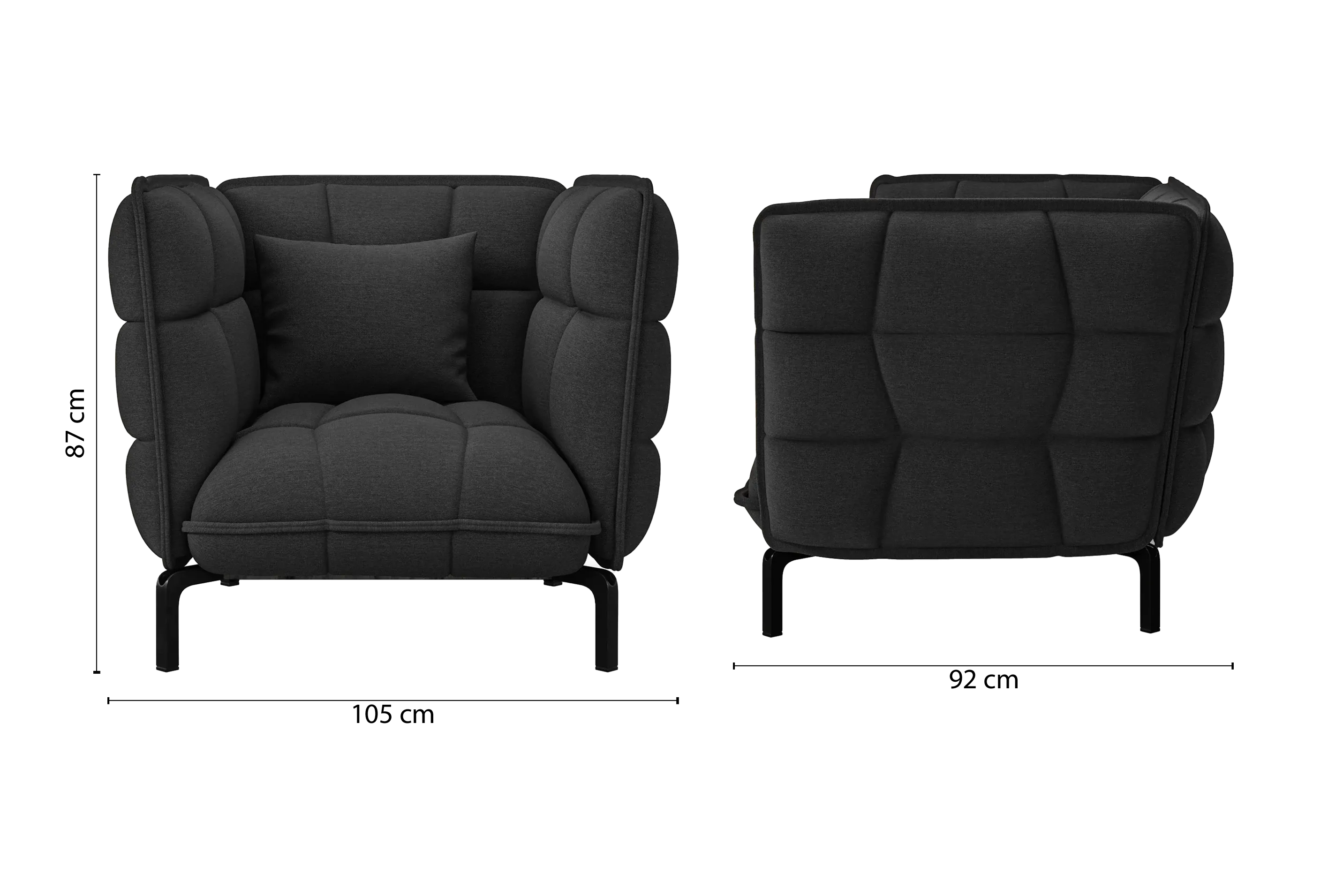 Modica Armchair Black Linen Fabric