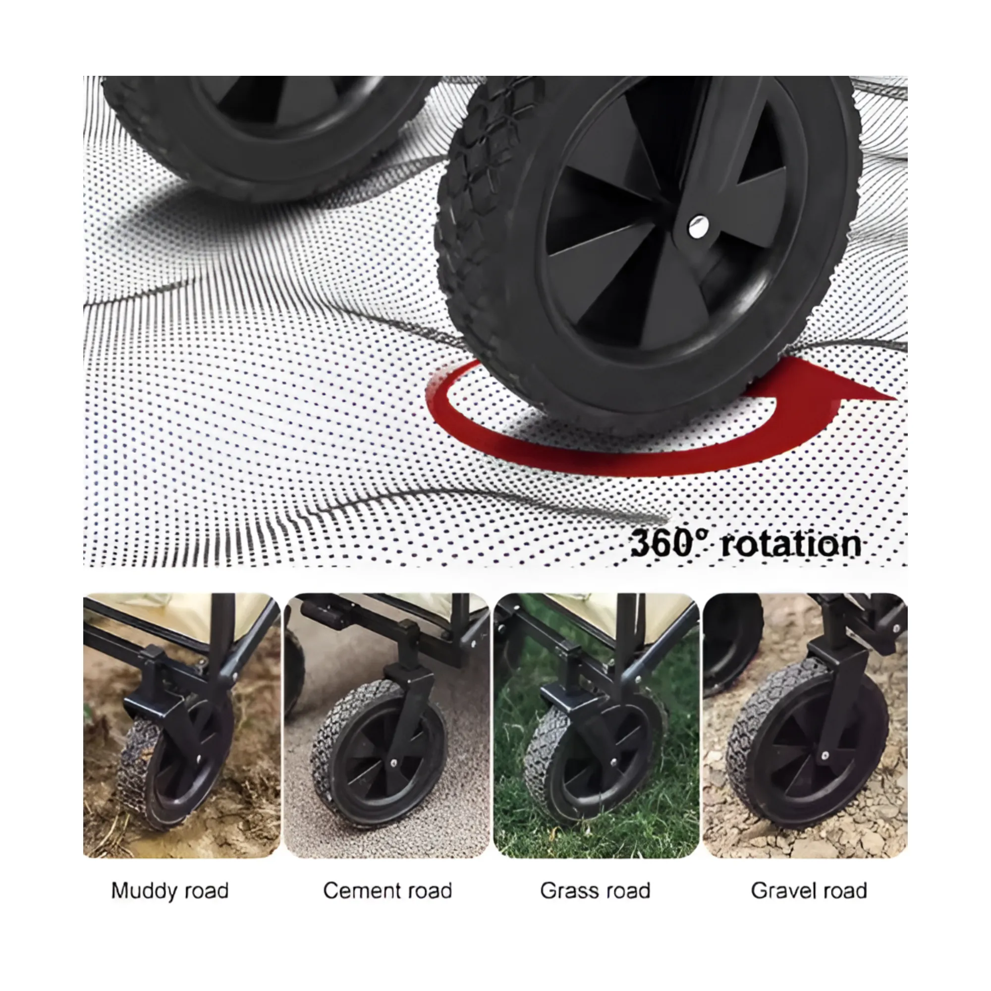 Multifunctional Portable Foldable Outdoor Camping Trolley with Tabletop