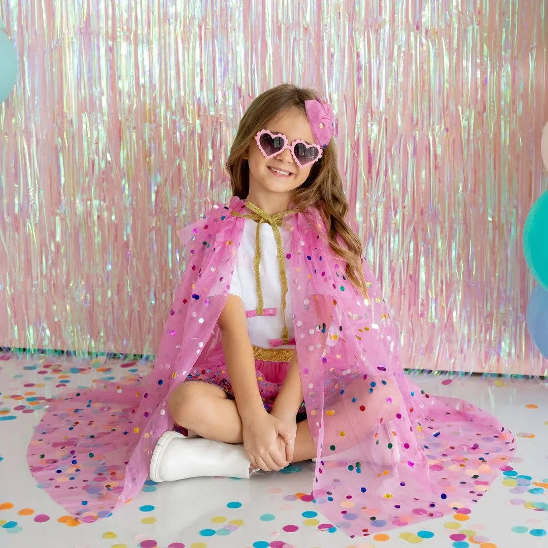 Raspberry Confetti Cape - Kids Dress Up Cape