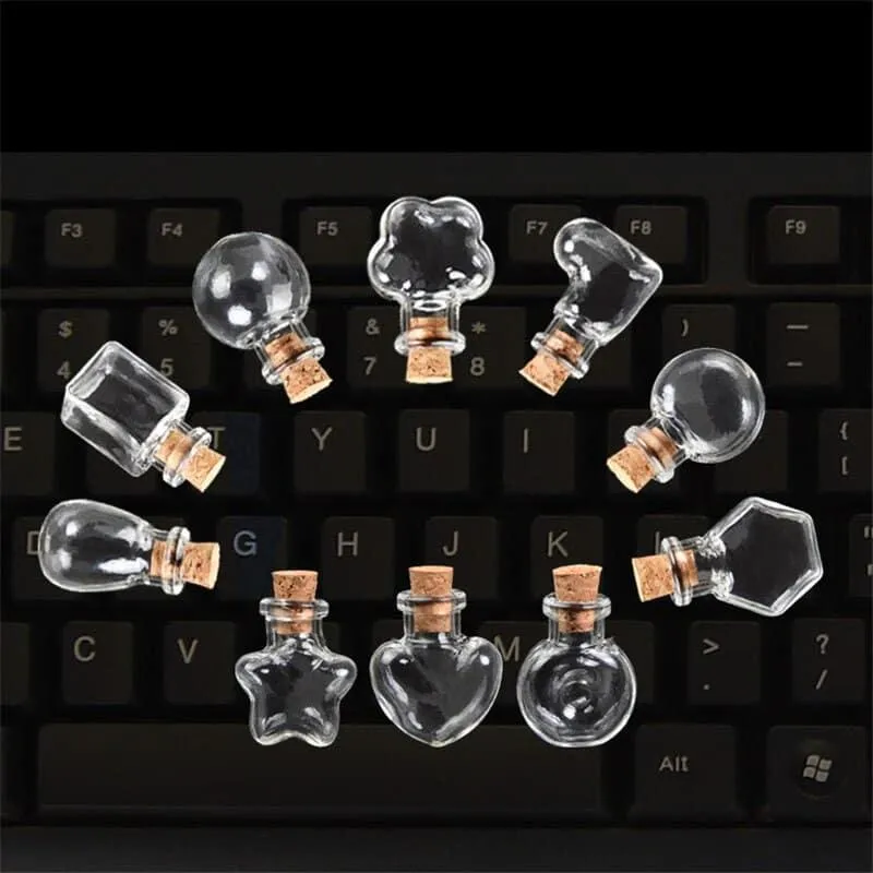 Set of 10 Mini Glass Bottles