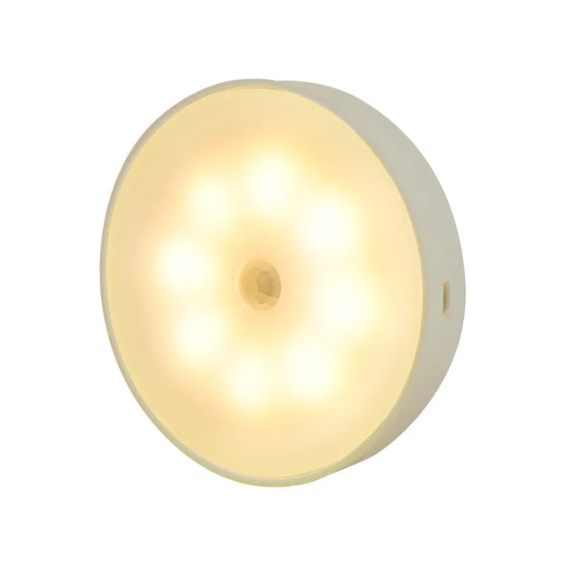 Usb Rechargeable Motion Sensor Lumière Ronde Sans Fil LED Puck Lumière Cusine Cabinet Éclairage Détecteur de Mouvement Lampe Nuit Lumière