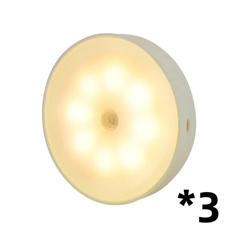 Usb Rechargeable Motion Sensor Lumière Ronde Sans Fil LED Puck Lumière Cusine Cabinet Éclairage Détecteur de Mouvement Lampe Nuit Lumière