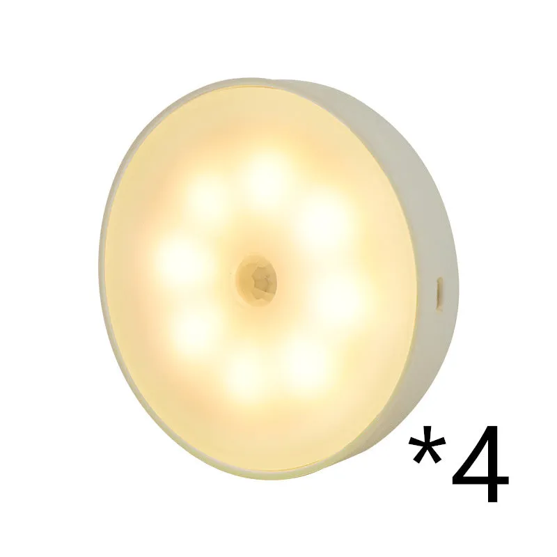 Usb Rechargeable Motion Sensor Lumière Ronde Sans Fil LED Puck Lumière Cusine Cabinet Éclairage Détecteur de Mouvement Lampe Nuit Lumière