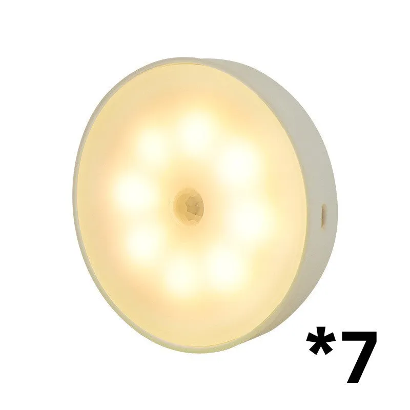 Usb Rechargeable Motion Sensor Lumière Ronde Sans Fil LED Puck Lumière Cusine Cabinet Éclairage Détecteur de Mouvement Lampe Nuit Lumière