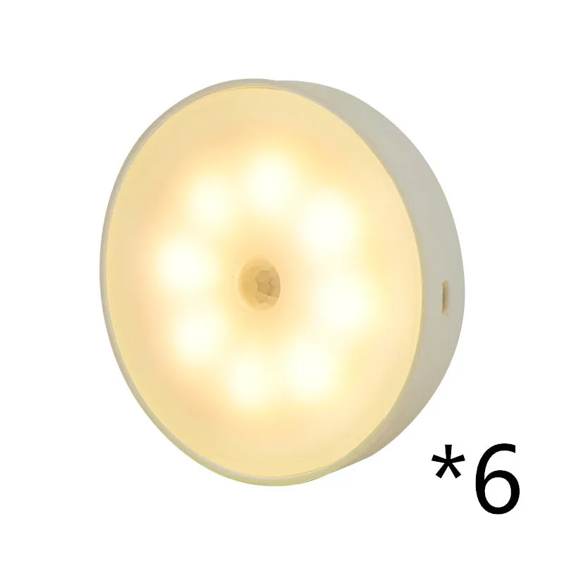 Usb Rechargeable Motion Sensor Lumière Ronde Sans Fil LED Puck Lumière Cusine Cabinet Éclairage Détecteur de Mouvement Lampe Nuit Lumière