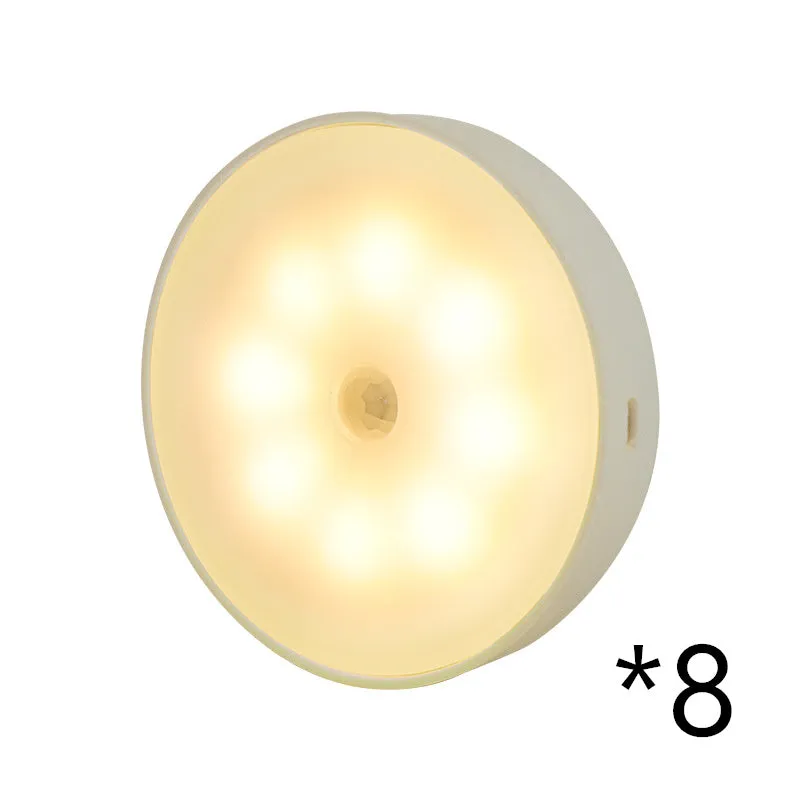 Usb Rechargeable Motion Sensor Lumière Ronde Sans Fil LED Puck Lumière Cusine Cabinet Éclairage Détecteur de Mouvement Lampe Nuit Lumière