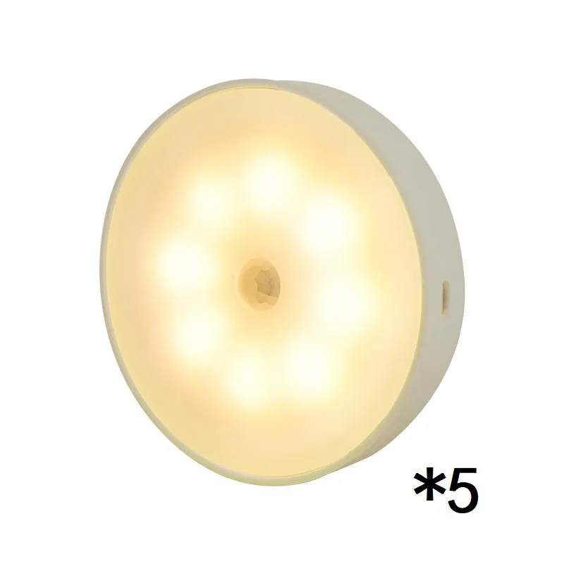 Usb Rechargeable Motion Sensor Lumière Ronde Sans Fil LED Puck Lumière Cusine Cabinet Éclairage Détecteur de Mouvement Lampe Nuit Lumière