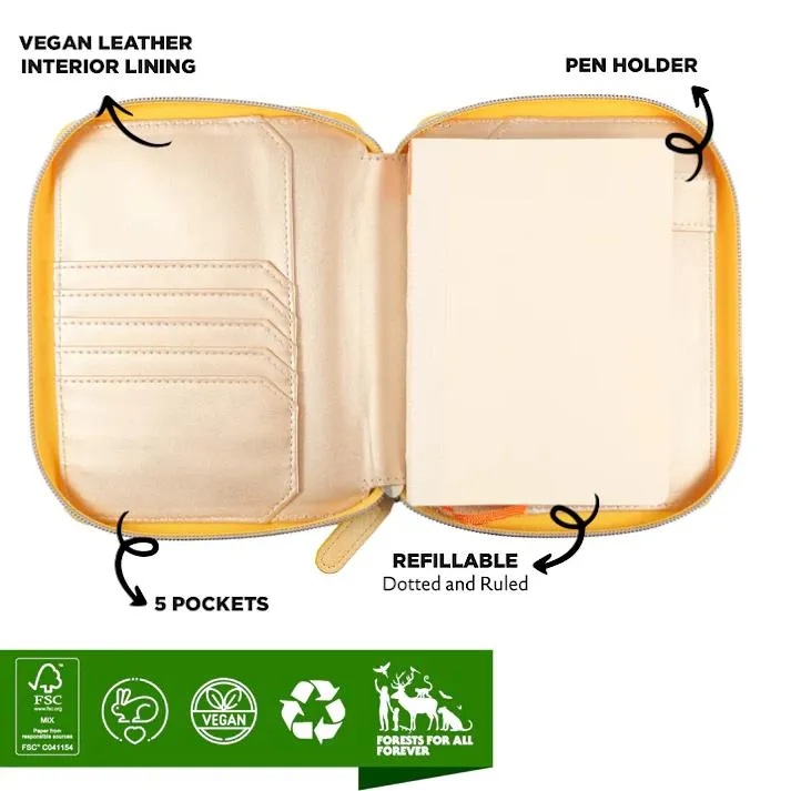 Victoria's Journals Zippered Vegan Leather Portfolio - Dawn