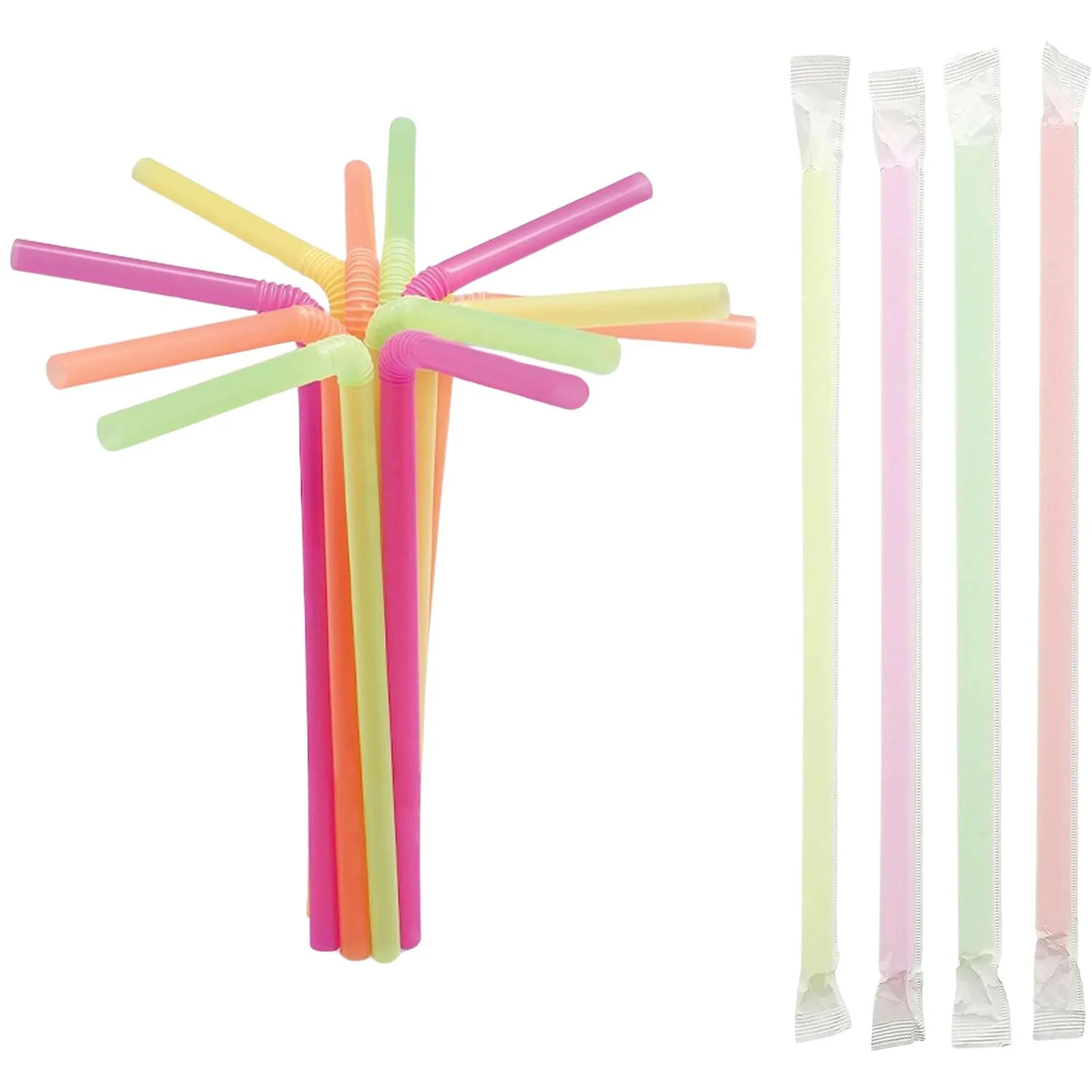 *WHOLESALE* 7.75" Multi-Color  Individually Wrapped Beverage Straws | 4800 ct/case