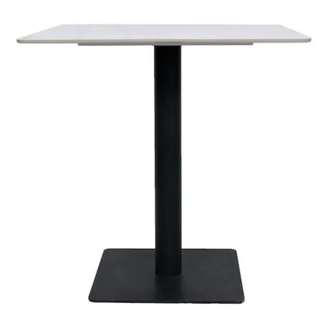 Wooden Twist Bourgeois Square Shape Marble Top Metalic Base Cafe Restaurant Table Dining Table